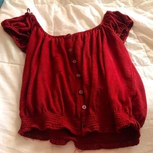 Reddish orange crop top